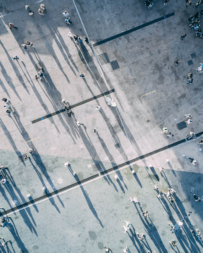 High Angle View Of People On Street